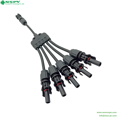 Black Solar Parallel Connectors 5 To 1 Solar Panel Y Connector Solar Wire Harness