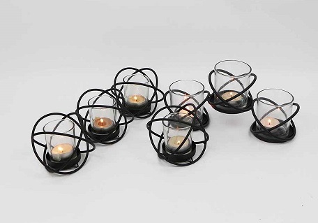 Small Metal Candle Stand - Iron, 10-12 Cm Height, Matte Black, Powder Coated | Handmade, Minimalist Antique Style, Rust Resistant, Compact