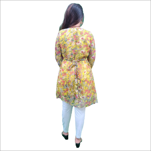 Yellow Ladies Fancy Chiffon Kurti
