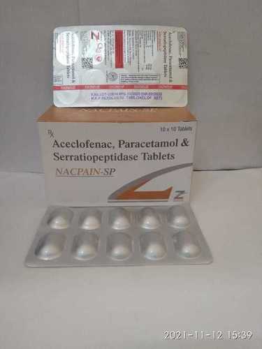 Tablets Aceclofenac 100mg+ Paracetamol 325mg + Serratiopeptidase 15mg