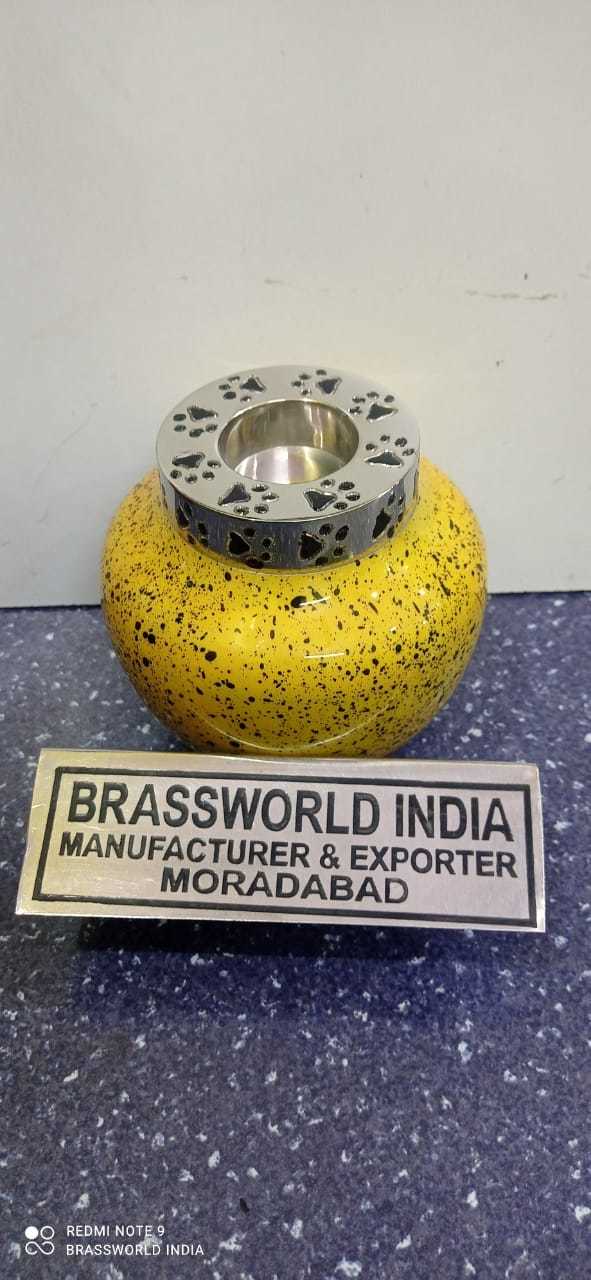 Aluminium Yellow With Black Pet Paw Engraved Pet