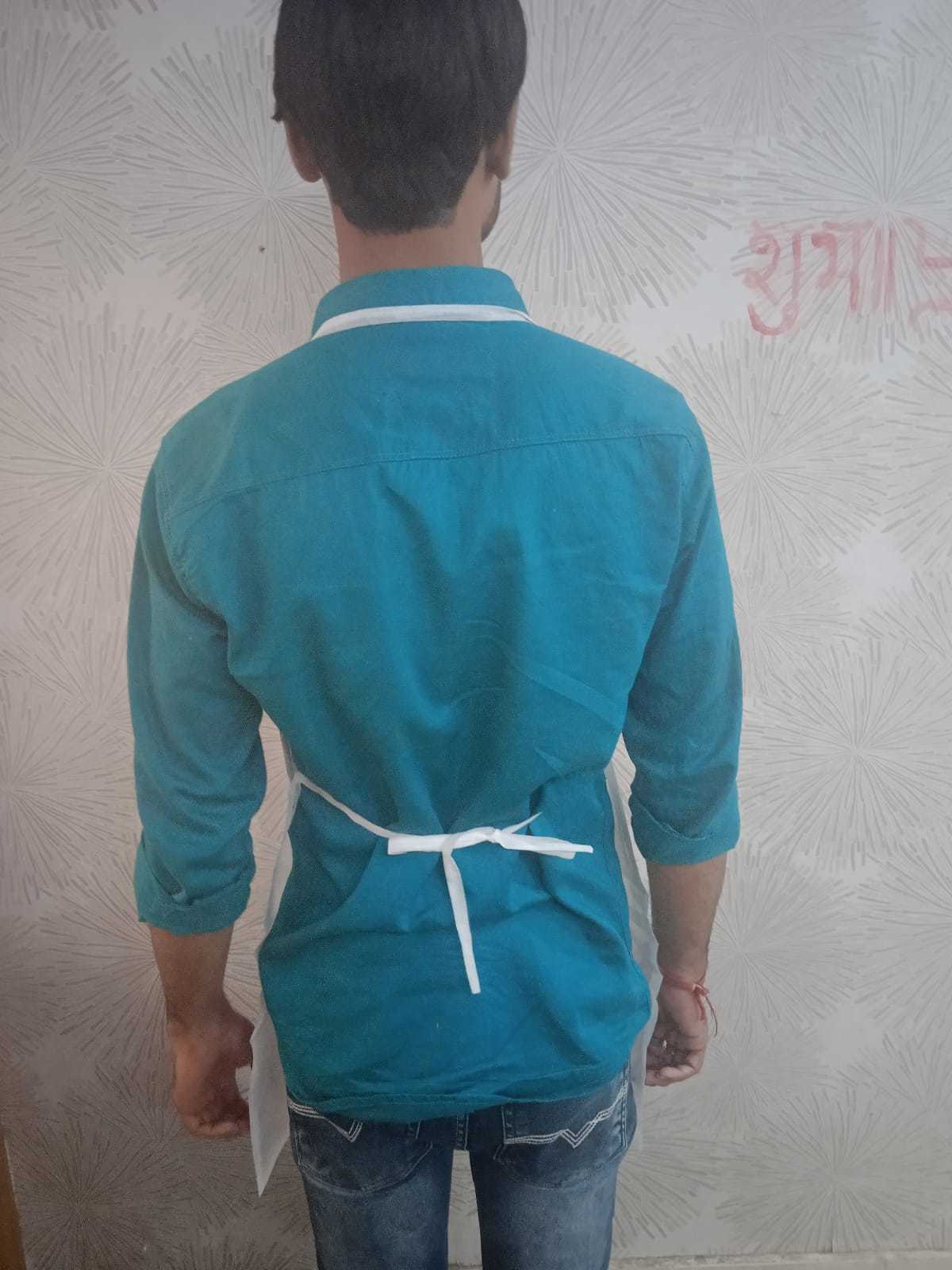 Non Woven Fabric Disposable Apron - Large Size, White Color | Lightweight, Smooth & Skin-friendly For Food Handling, Bakeries & Hair Styling