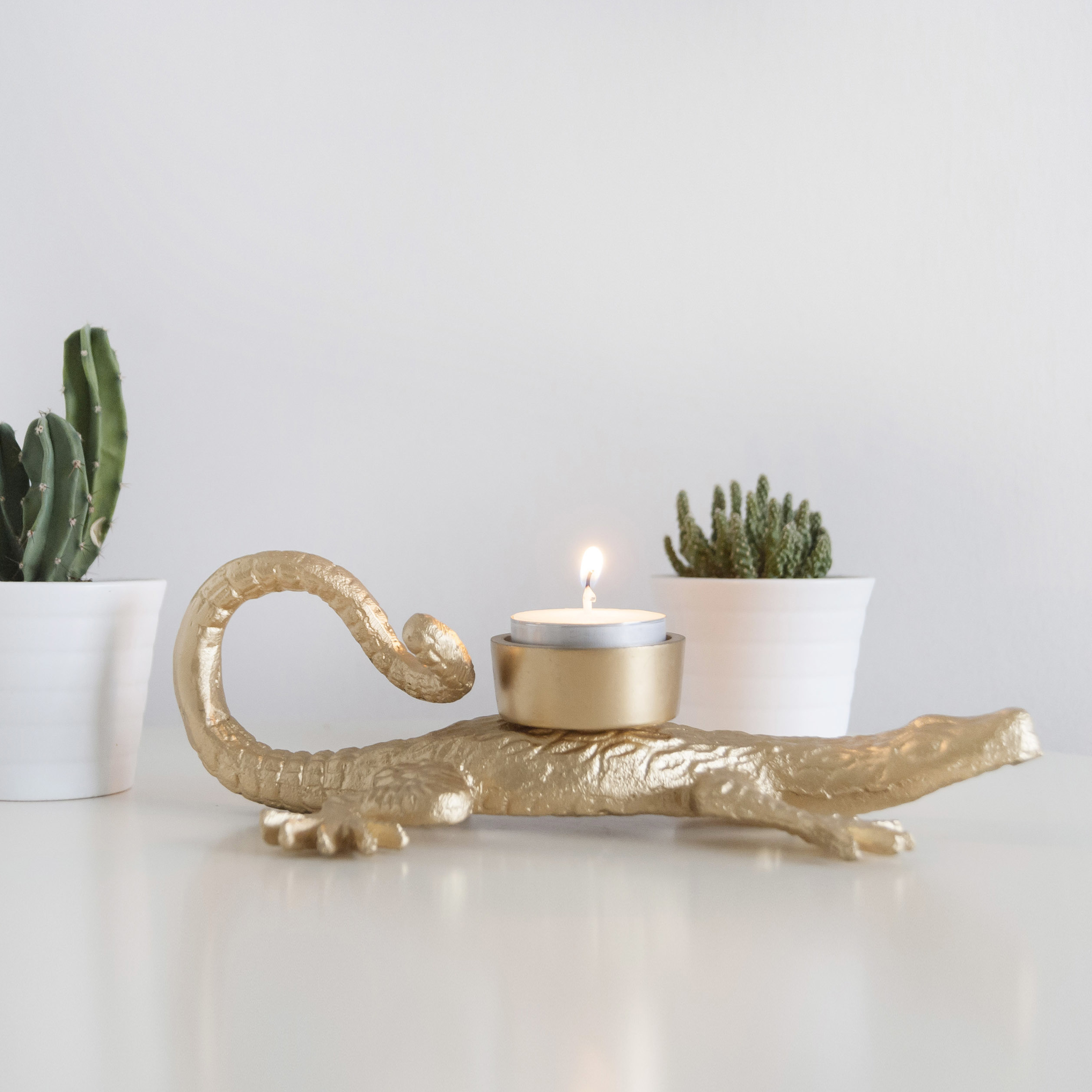 Brass Sit Elephant Full Engraved Candle Holder
