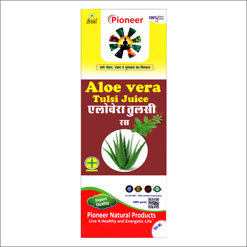 Pioneer Aloe Vera Tulsi Juice - 500 Ml Glass Bottle | Herbal Grade, All-Natural, 24-Month Shelf Life