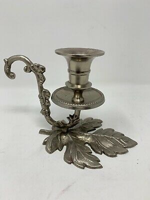 Brass Engraved Leaf Taper Candle Holder