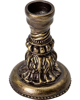 Brass Taper Engraved Ceramic Candle Holder