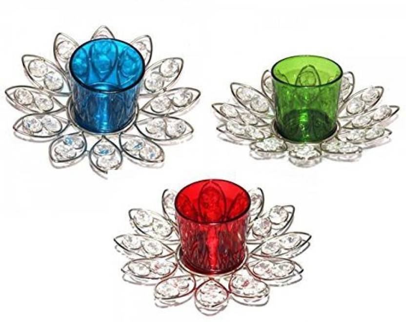 Brass Lotus With Three Side Candle Holder