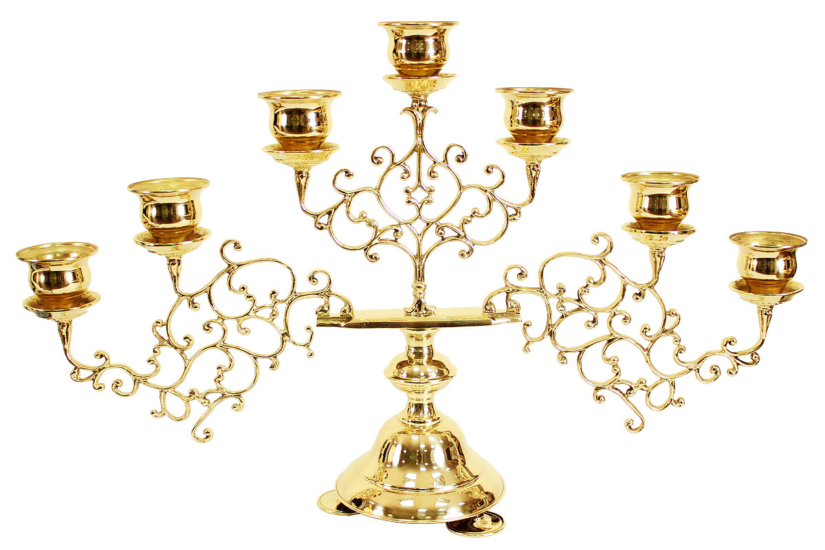 Brass Lotus With Three Side Candle Holder