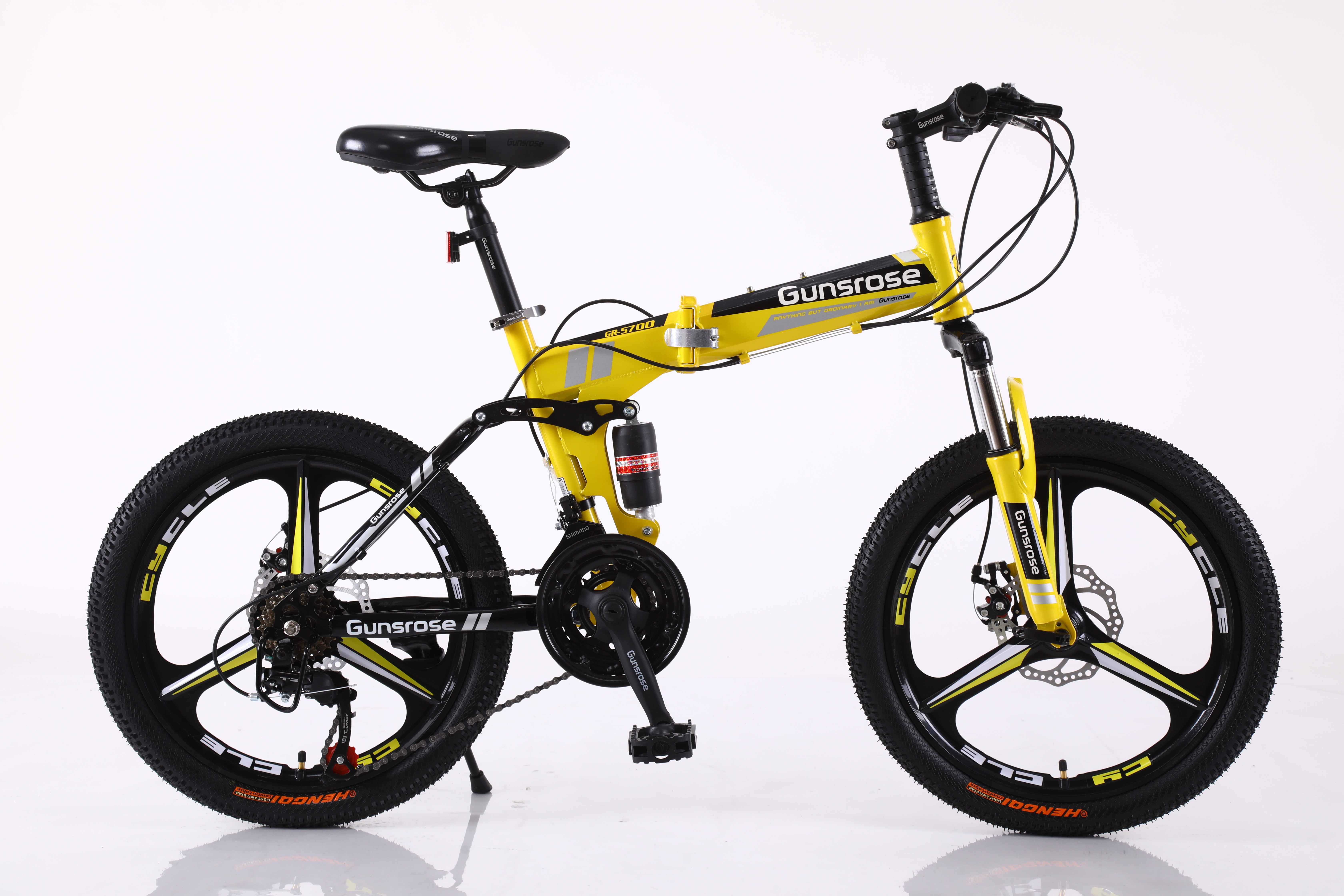 Mountain Bike - 20" Foldable High Carbon Steel Frame, Aluminum Alloy Fork & Disc Brake, 21 Speed Gearing, Black Handlebar, Magnesium Alloy Wheels