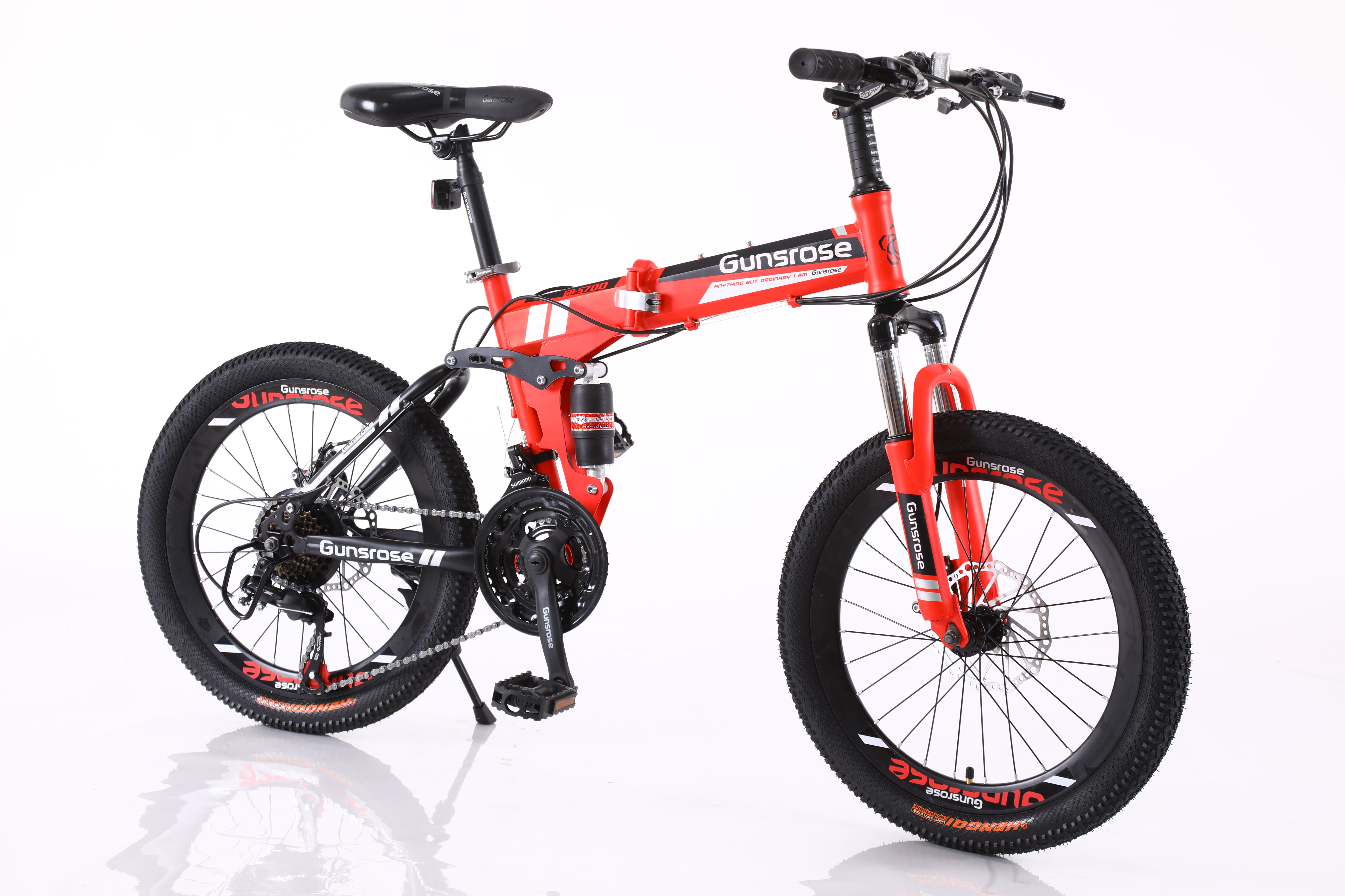 Mountain Bike - 20" Foldable High Carbon Steel Frame, Aluminum Alloy Fork & Disc Brake, 21 Speed Gearing, Black Handlebar, Magnesium Alloy Wheels