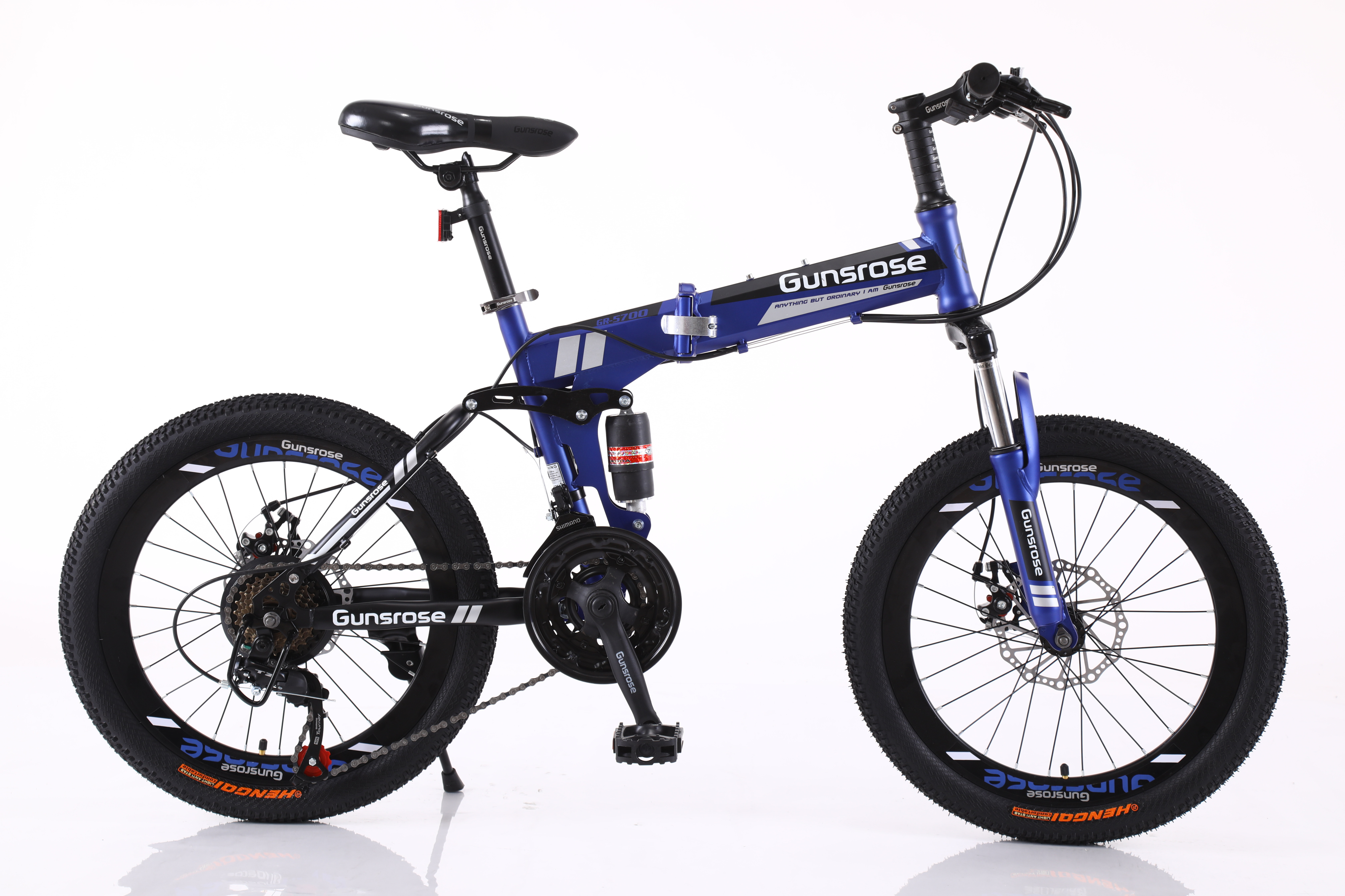 Mountain Bike - 20" Foldable High Carbon Steel Frame, Aluminum Alloy Fork & Disc Brake, 21 Speed Gearing, Black Handlebar, Magnesium Alloy Wheels
