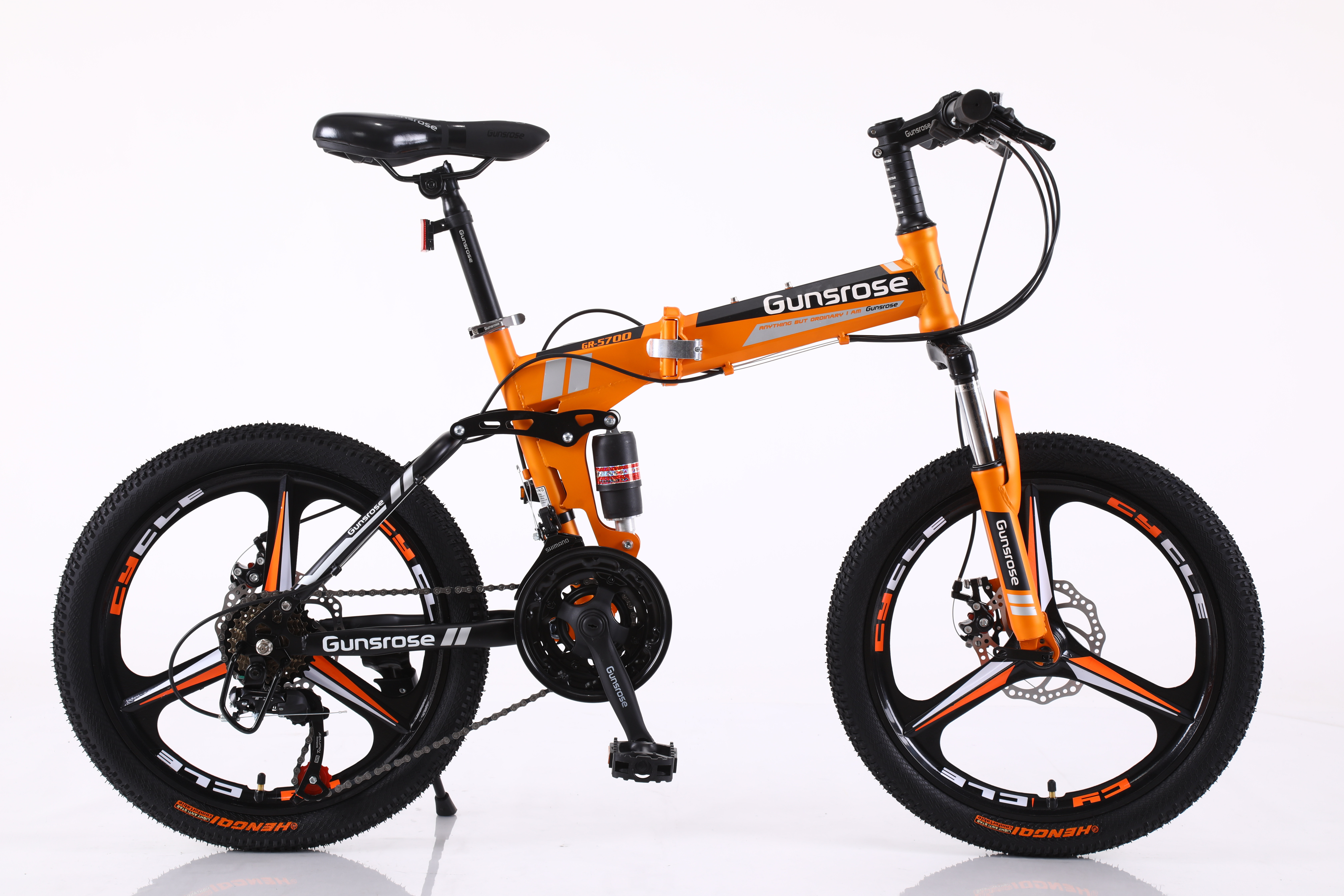 Mountain Bike - 20" Foldable High Carbon Steel Frame, Aluminum Alloy Fork & Disc Brake, 21 Speed Gearing, Black Handlebar, Magnesium Alloy Wheels