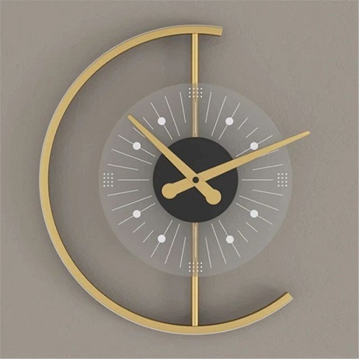 Home Decor Wall Clock - Gold & Black, 20 Inch Round Customizable Design, Charm & Fashion Style