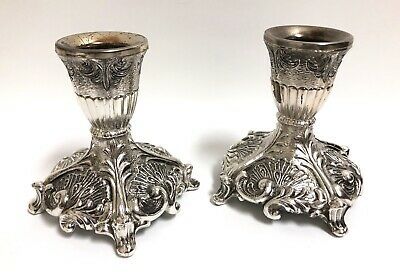 Vintage Brass Three Candle Holder Set Of Two
