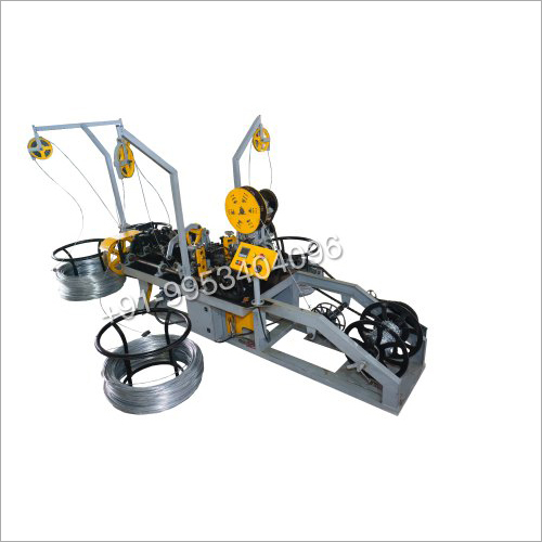 High Speed Barbed Wire Machine - Mild Steel, 8x4x2.5 ft, Yellow-Grey | 3 HP Power, 110-130 kg/Hour Production Capacity, 12 Months Warranty, Low Noise Operation