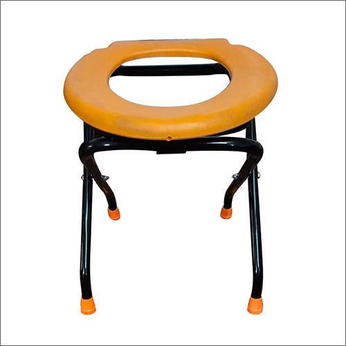 Hospital Commode Stool - Iron Material, Free Size, Orange Color | Heavy Duty Pvc Seat, Ss Polished Finish, Customized For Hospital Use