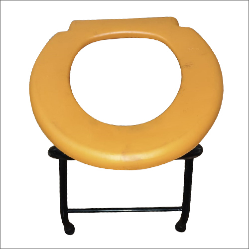Hospital Commode Stool - Iron Material, Free Size, Orange Color | Heavy Duty Pvc Seat, Ss Polished Finish, Customized For Hospital Use