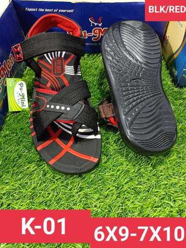 K Series - PU Outsole, Size 6x10 | Comfortable, Adjustable Design, Flat Heel in Black/Red, Perfect for All Seasons: Rainy, Spring, Summer, Winter