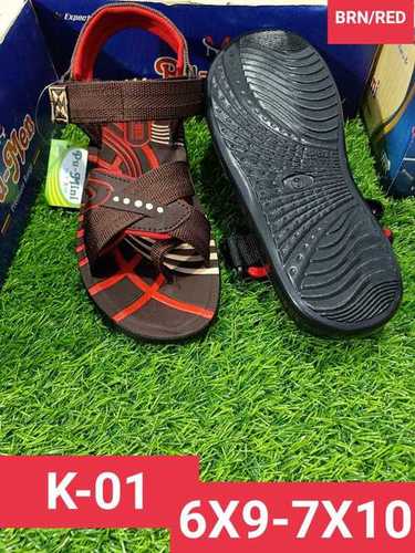 K Series - PU Material, Size 6x10, Brown/Red Color | Comfortable, Adjustable Design for Men, Flat Heel