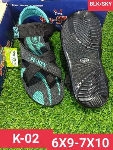 K Series - PU Outsole, Size 6x10 | Comfortable, Adjustable, Flat Heel, Suitable for All Seasons in Black/Sky Color for Men