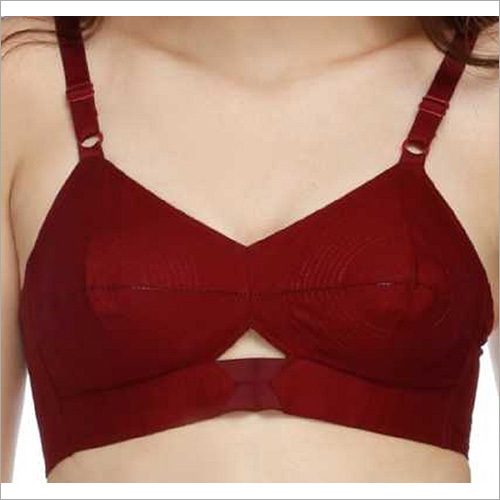 Girls Molded Seamless Bra - Cotton Blend, All Sizes | Maroon Color, Plain Pattern