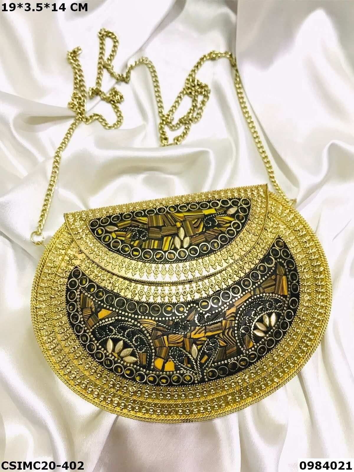 Mosaic Clutch Bag - Hand Inlaid Metal, Multi-color Design | Soft Fabric Interior, Break-proof Protection For Fragile Items