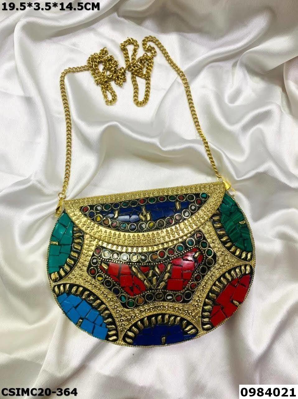 Multi Designer Mosaic Clutch Bag