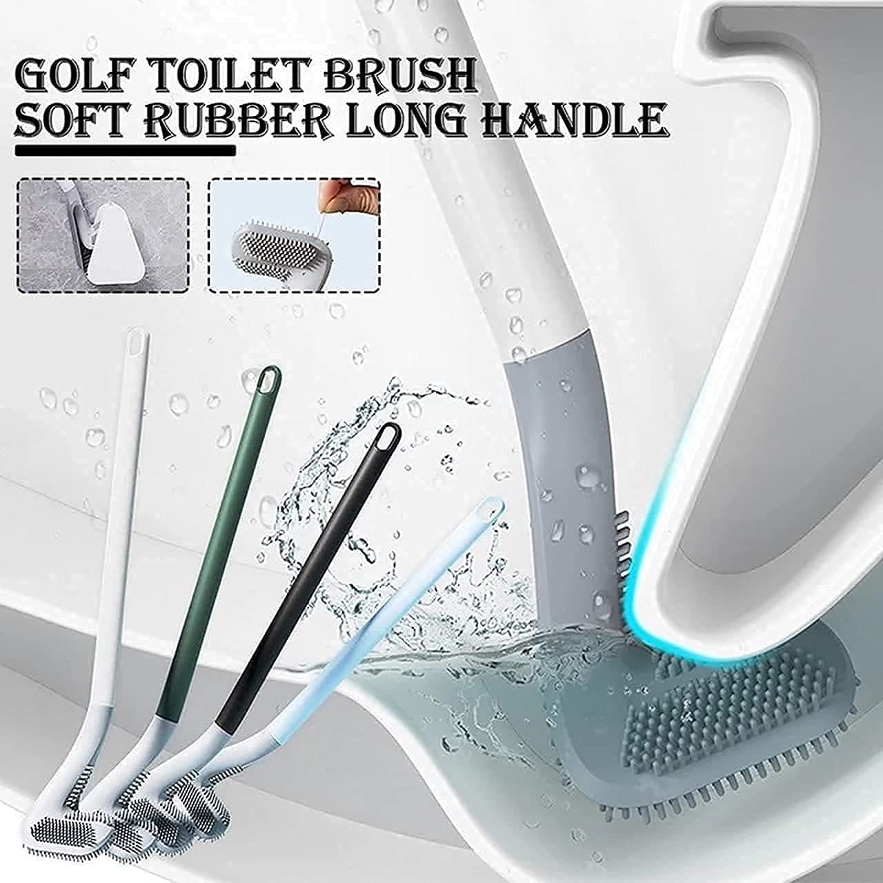 Golf Shape Silicone Cleaning Brush With Hook - High-quality Pp+tpr, 40x8x37 Cm, Multicolour | Ergonomic Non-slip Handle, Deep Corner Cleaning, Nail-free Wall Hang Design