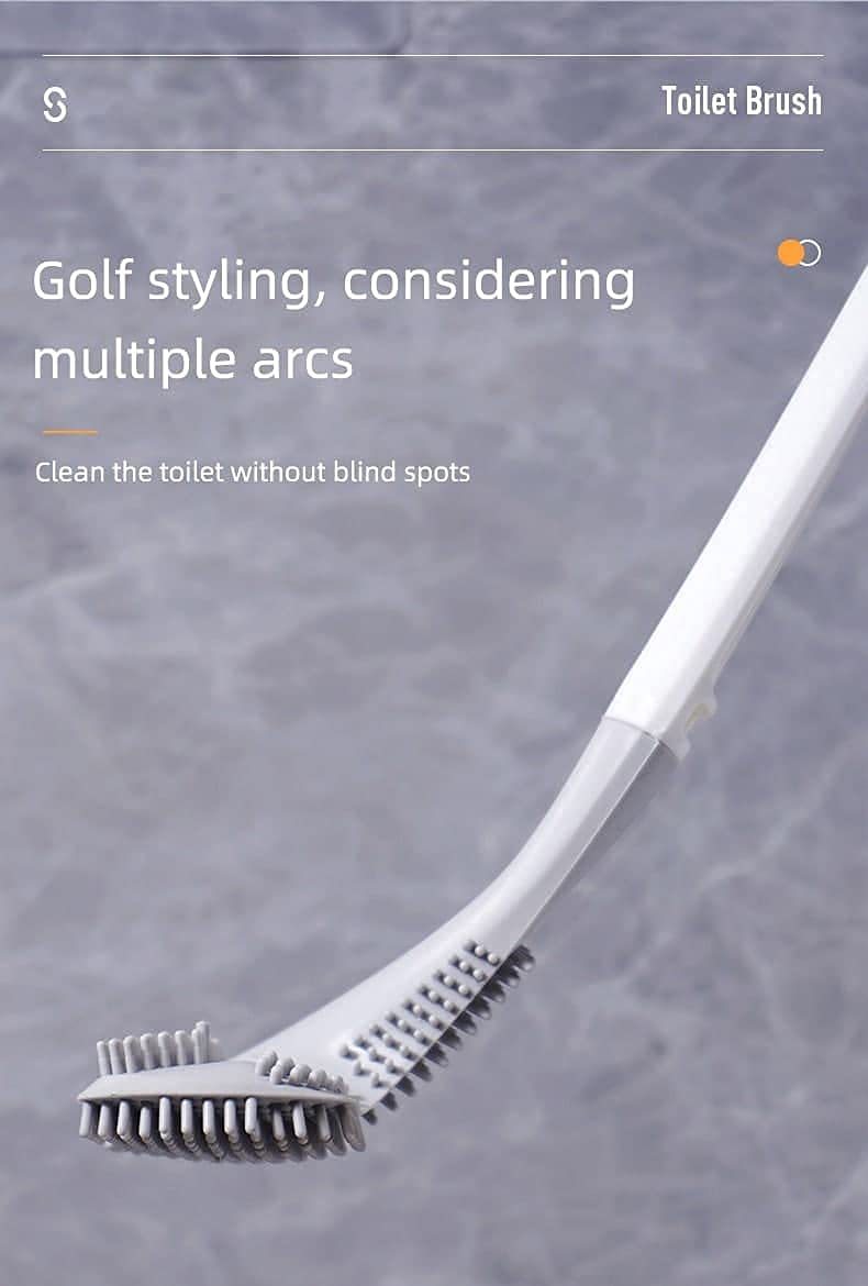 Golf Shape Silicone Cleaning Brush With Hook - High-quality Pp+tpr, 40x8x37 Cm, Multicolour | Ergonomic Non-slip Handle, Deep Corner Cleaning, Nail-free Wall Hang Design
