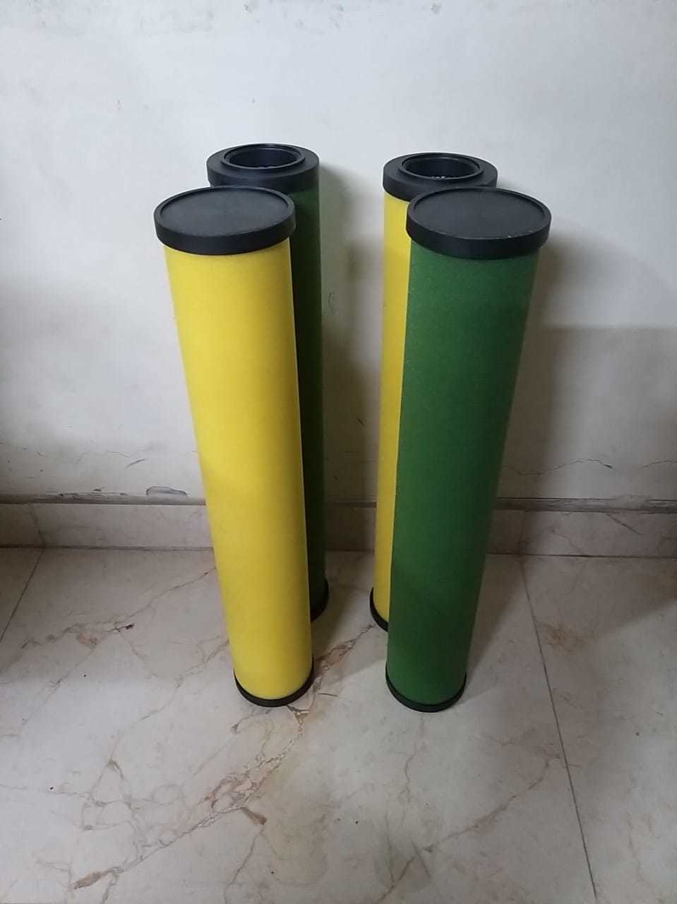 Coalescing Filter Element - Sintered Bronze And Borosilicate Glass Fiber Media, 25mm Diameter X 55mm Height, Grey, 0.01 Micron Filtration Efficiency, Easy To Clean, Low Pressure Drop, High Dirt Load Capacity
