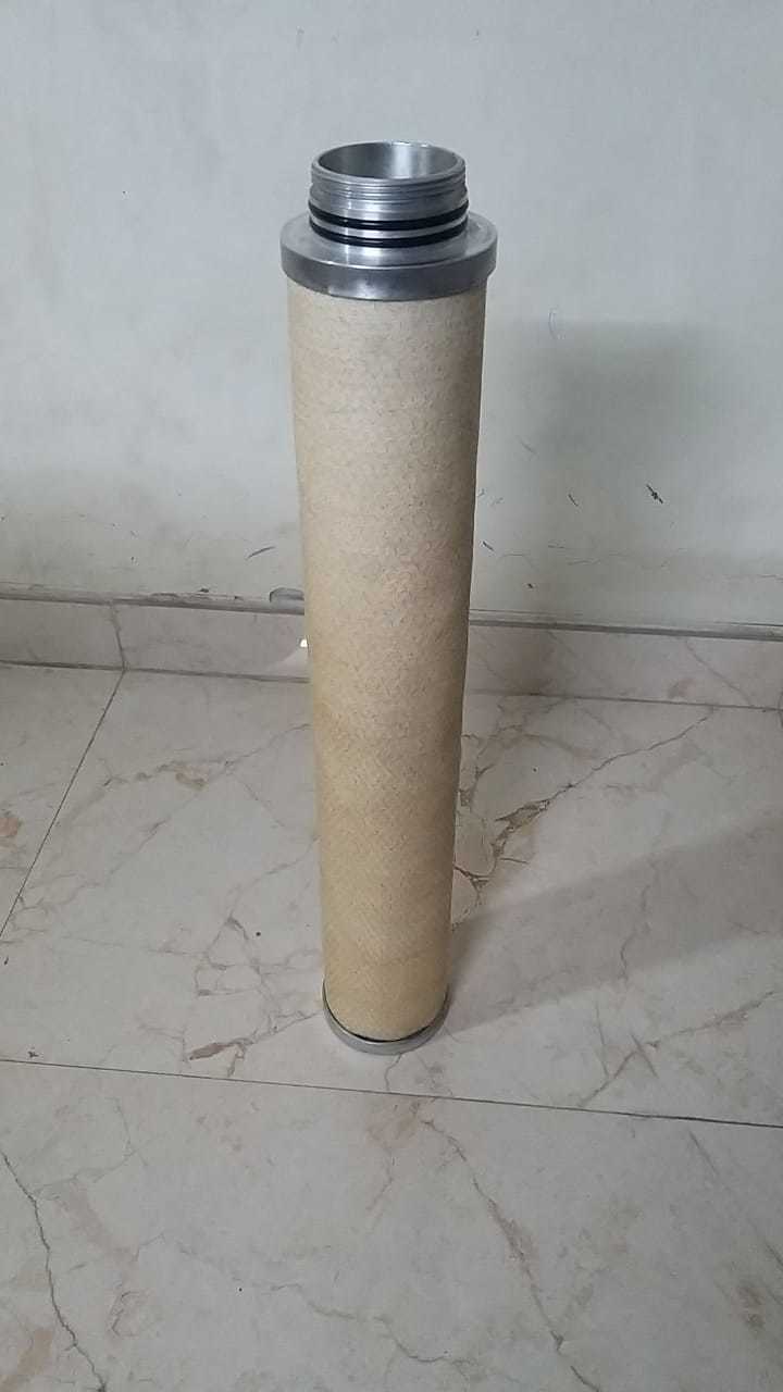 Coalescing Filter Element - Sintered Bronze And Borosilicate Glass Fiber Media, 25mm Diameter X 55mm Height, Grey, 0.01 Micron Filtration Efficiency, Easy To Clean, Low Pressure Drop, High Dirt Load Capacity