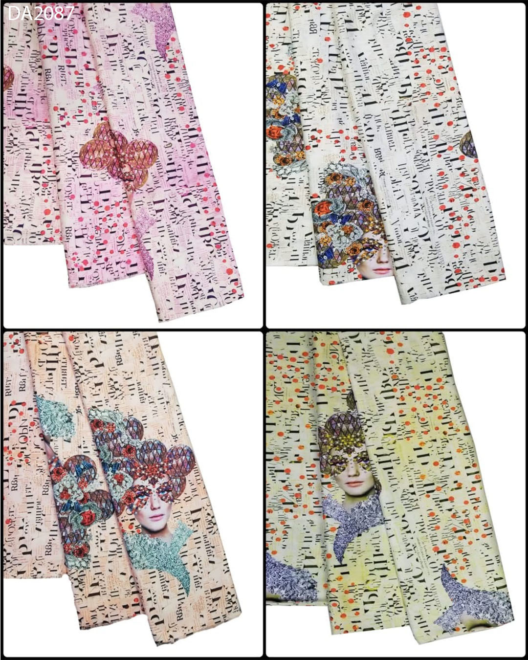 Washable Fancy Face & Letters Design Digital Prints On Khadi Reyon Fabric