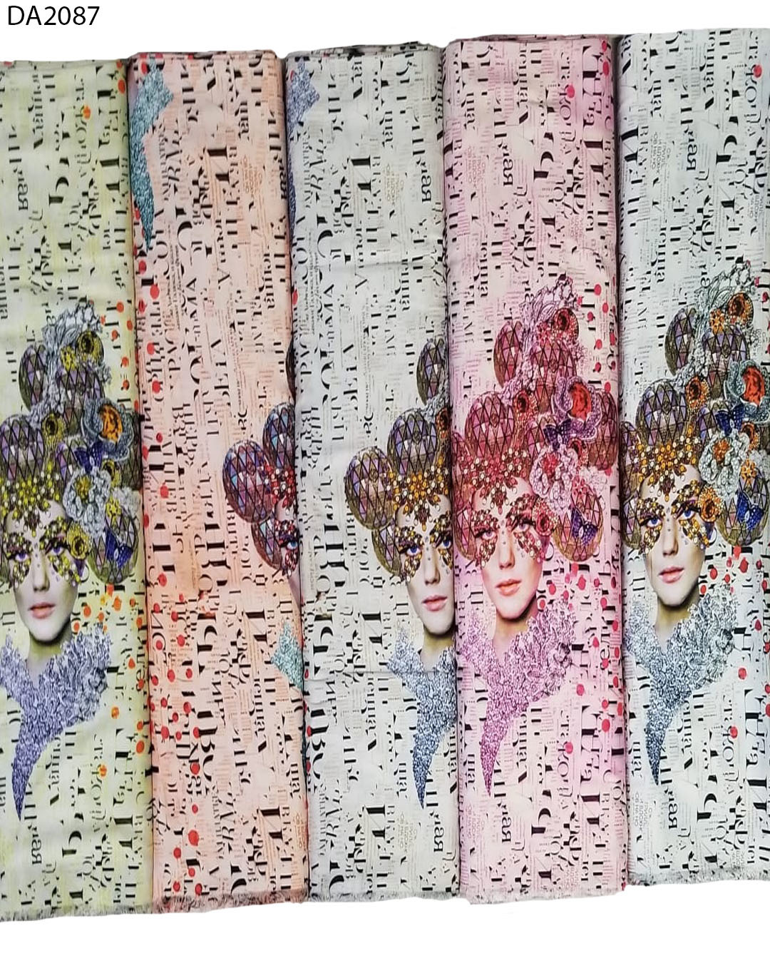 Washable Fancy Face & Letters Design Digital Prints On Khadi Reyon Fabric