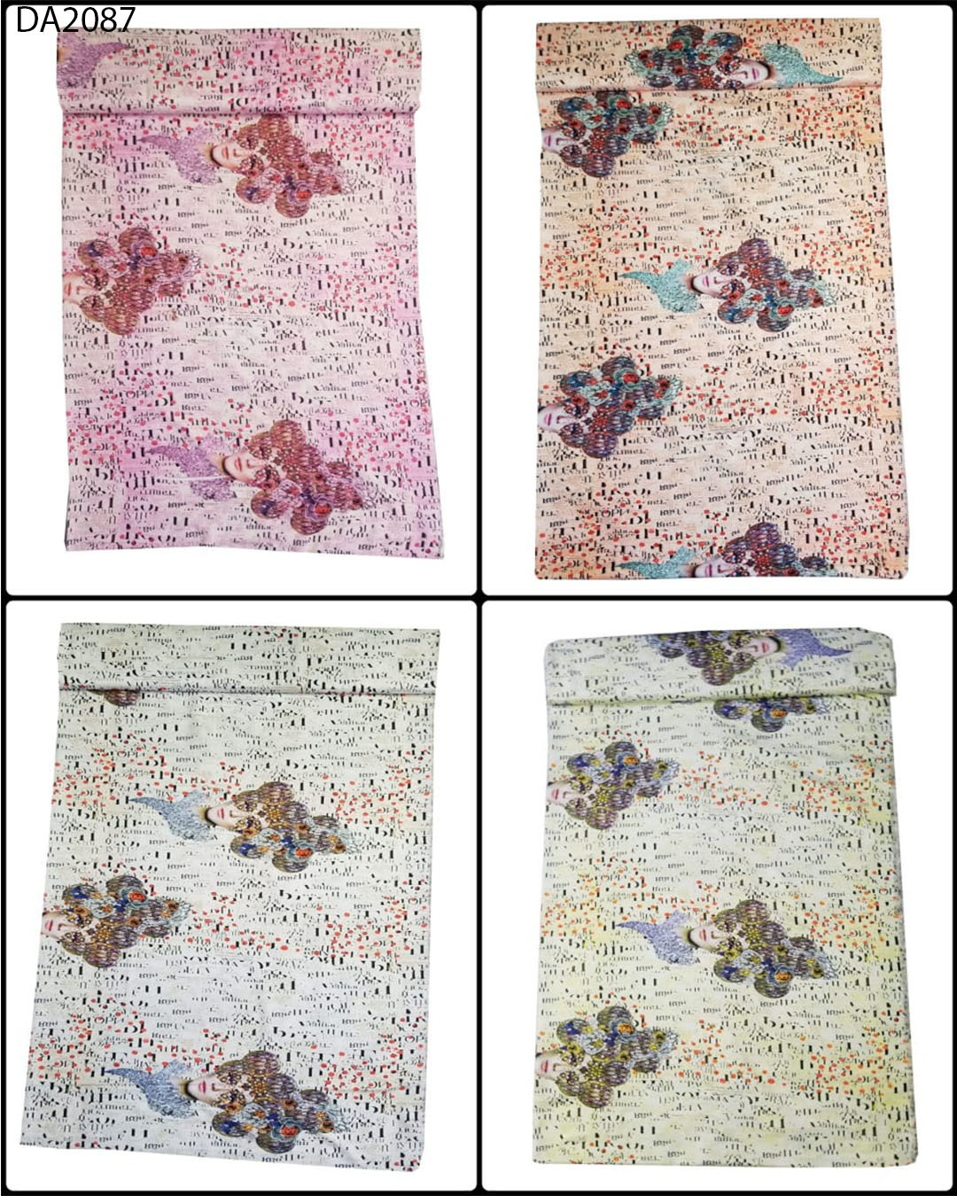 Washable Fancy Face & Letters Design Digital Prints On Khadi Reyon Fabric