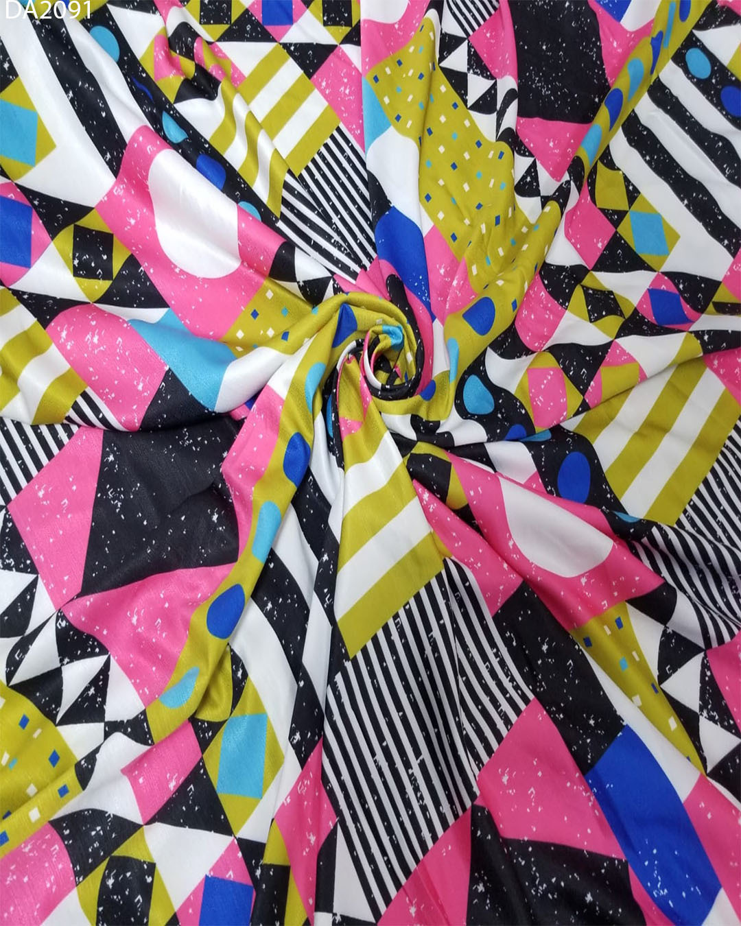 Colorful Geometric Design Digital Prints On Khadi Reyon Fabric - 58" Inch Width, Versatile For Kurti, Gown, Dress, And More | Washable, Printed Fabric