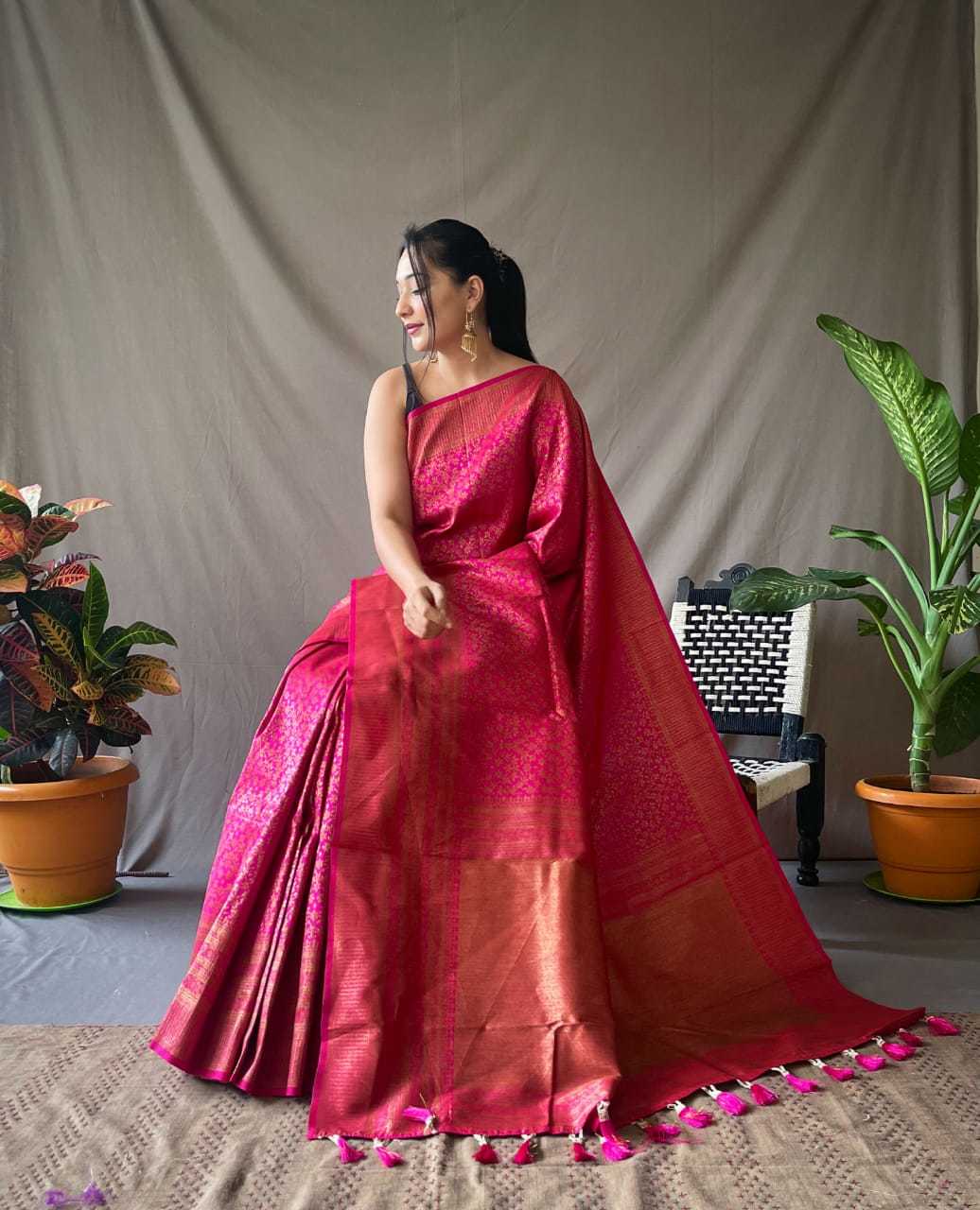 Silk Sarees - Cotton Silk Material, Plain Pattern, Zari Work | Bollywood Style For Ethnic Occasions In All Seasons