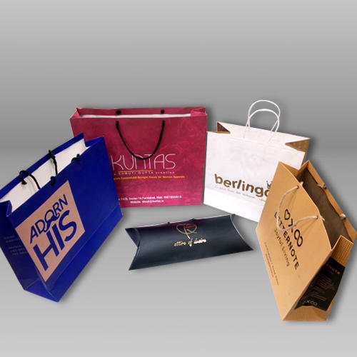 Paper Carry Bags - Glossy Paper, Standard Size, Multicolor | Durable, Recyclable, Laminated, Rectangular With Handles