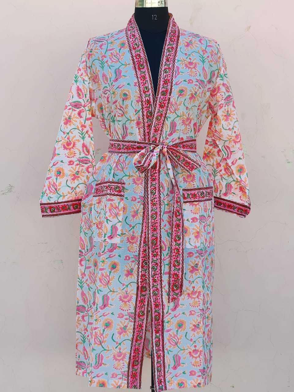 Multi Hand Blockprinted Cotton Bathrobe