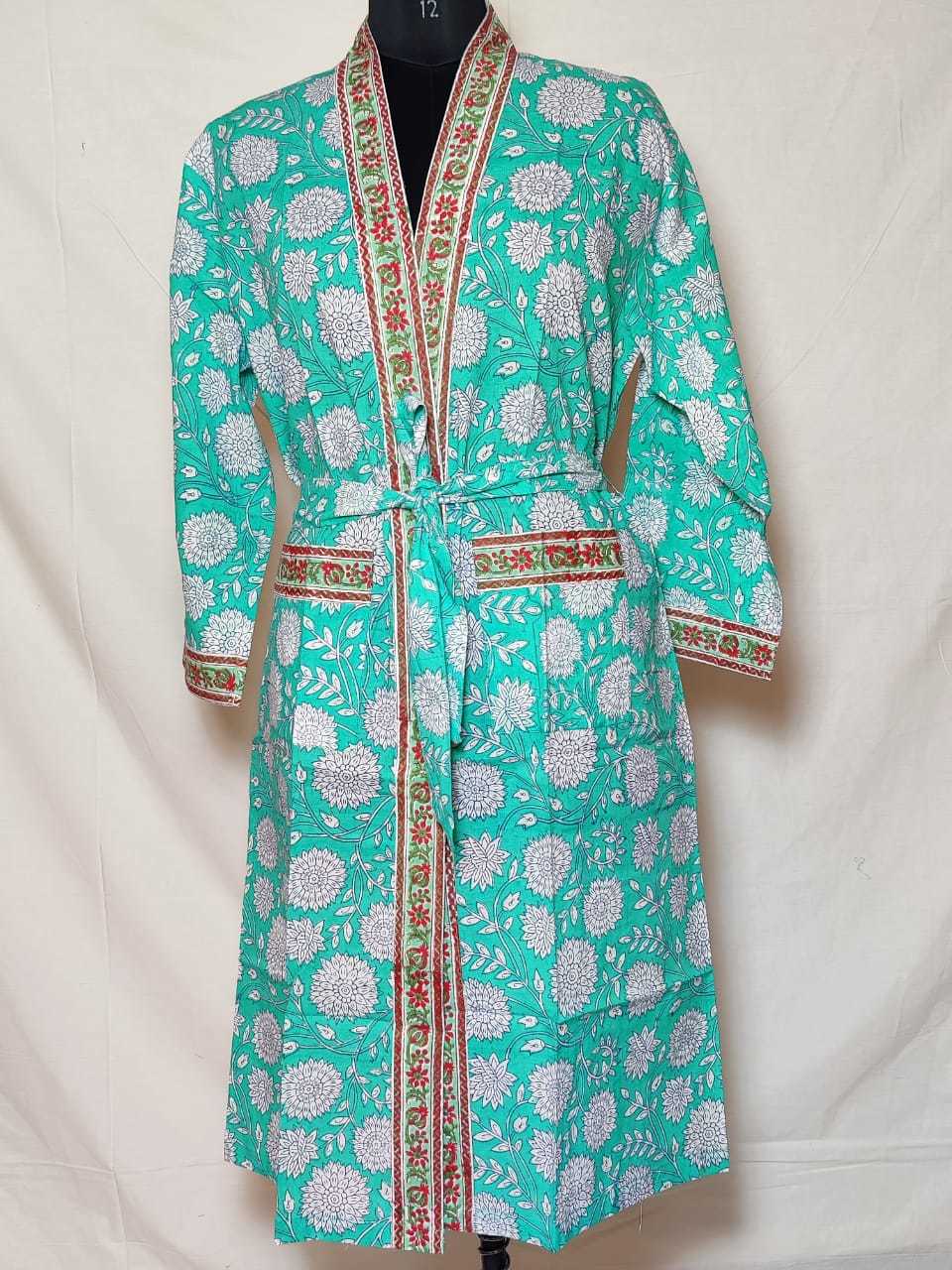 Multi Hand Blockprinted Cotton Bathrobe