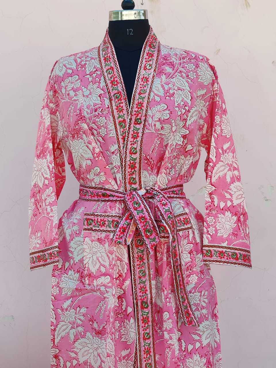 Multi Hand Blockprinted Cotton Bathrobe