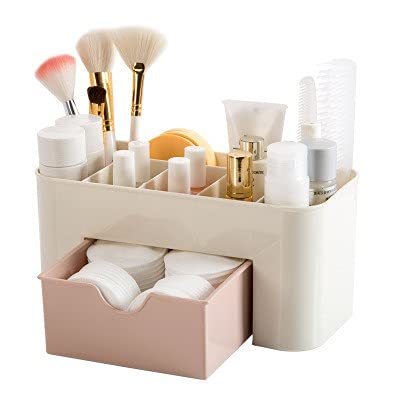 Beige With Pink Drawer Makeup Storage Box