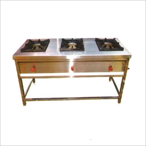 Commercial Three Burner Range - Stainless Steel Frame, Heavy-Duty Performance for Professional Kitchens