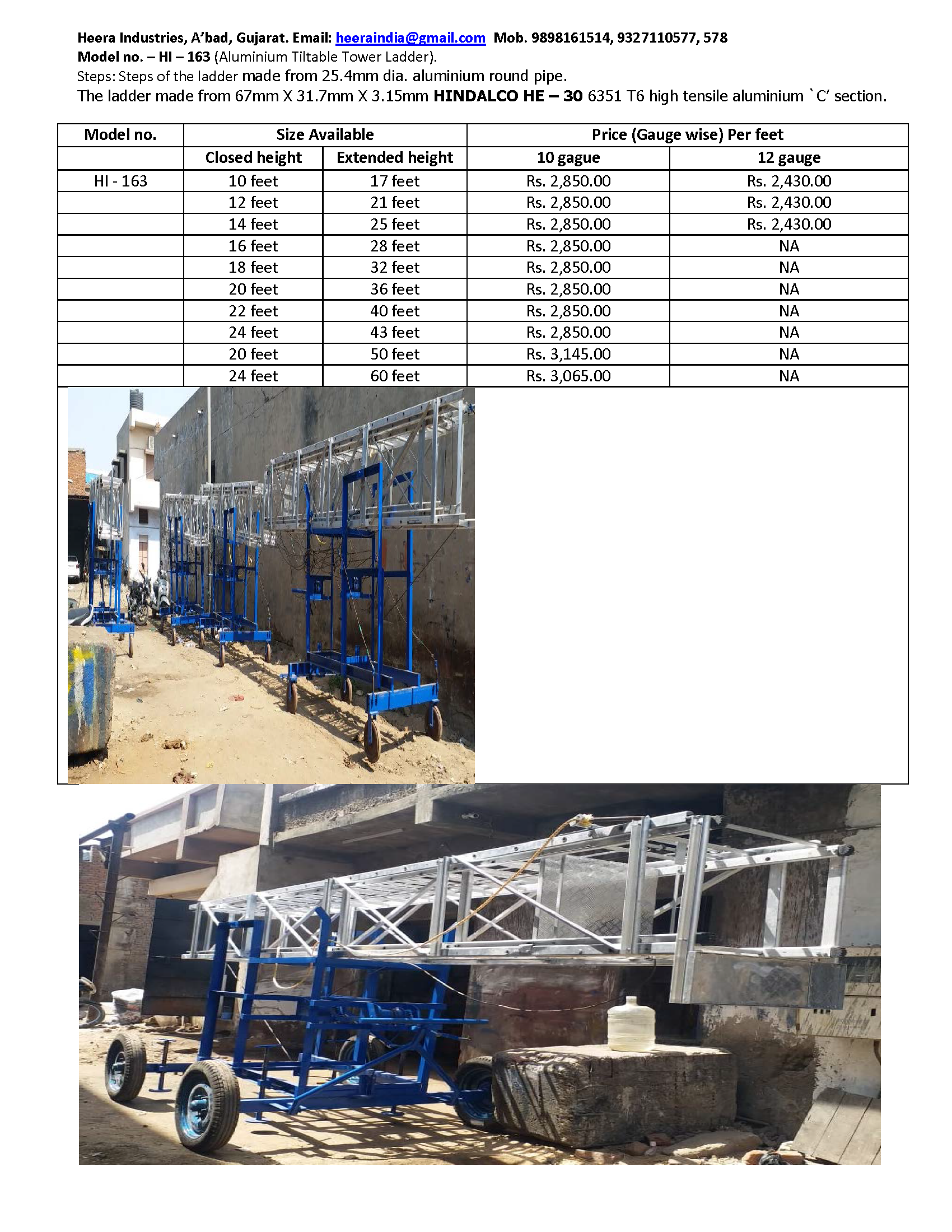 Aluminium Tiltable Tower Ladder Size: 10 - 60 Feet
