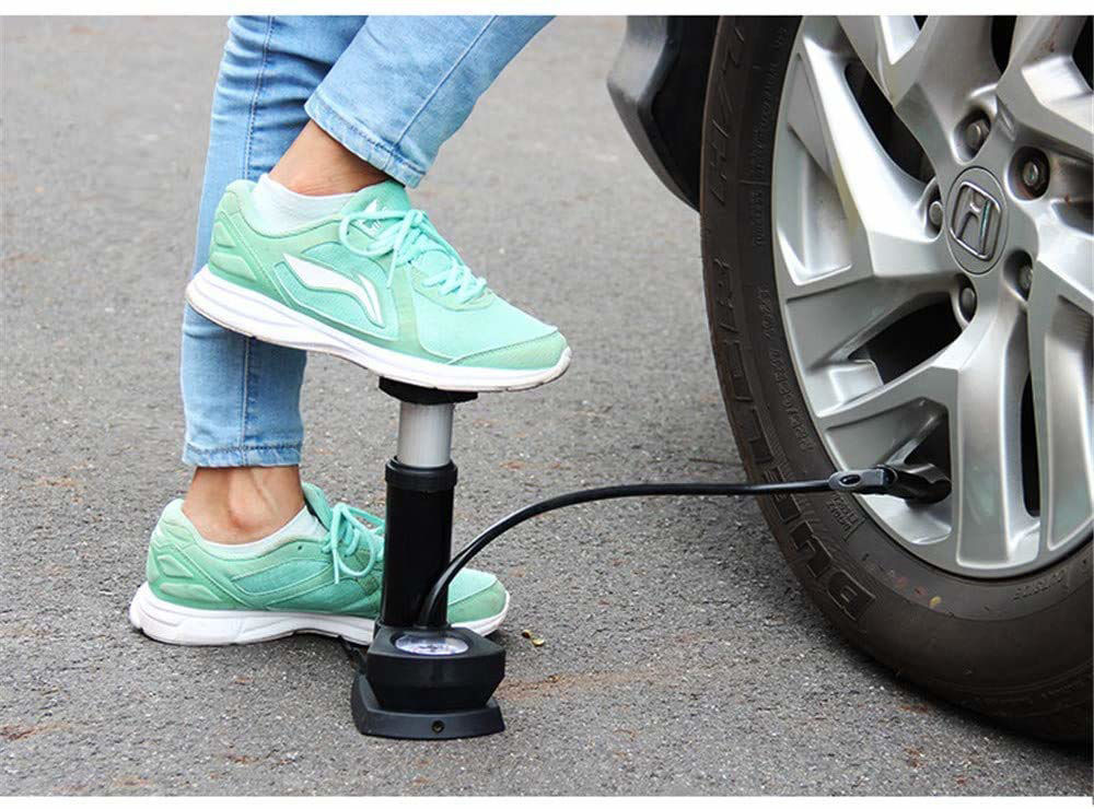 Mini Foot Pump - Aluminium Alloy Tube, 410mm Hose, Black & Silver | Portable, Lightweight, Durable, Includes Pressure Gauge Up To 230 Psi