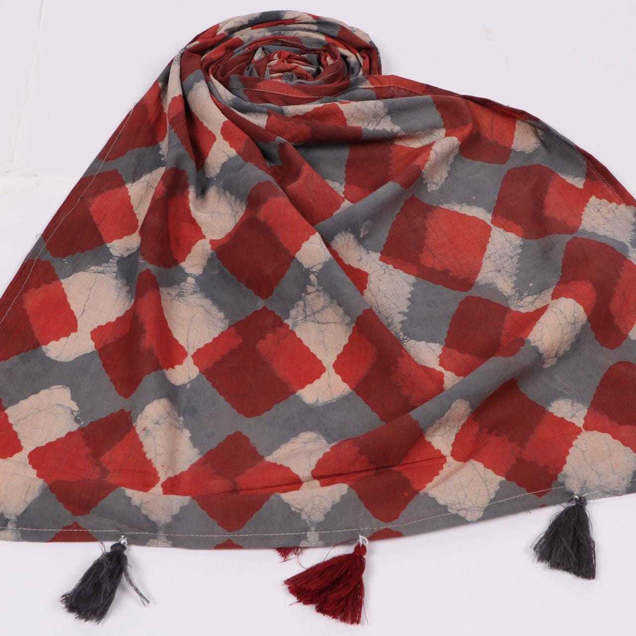 Hand Block Printed Cotton Mul Stoles - Size 22x72 Inches | Handmade For Women, Stylish Printed Pattern, Available In Multiple Colors