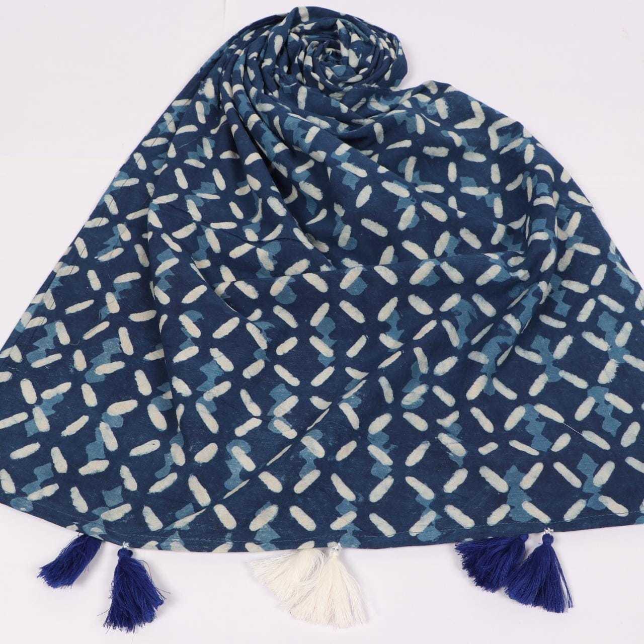 Hand Block Printed Cotton Mul Stoles - Size 22x72 Inches | Handmade For Women, Stylish Printed Pattern, Available In Multiple Colors