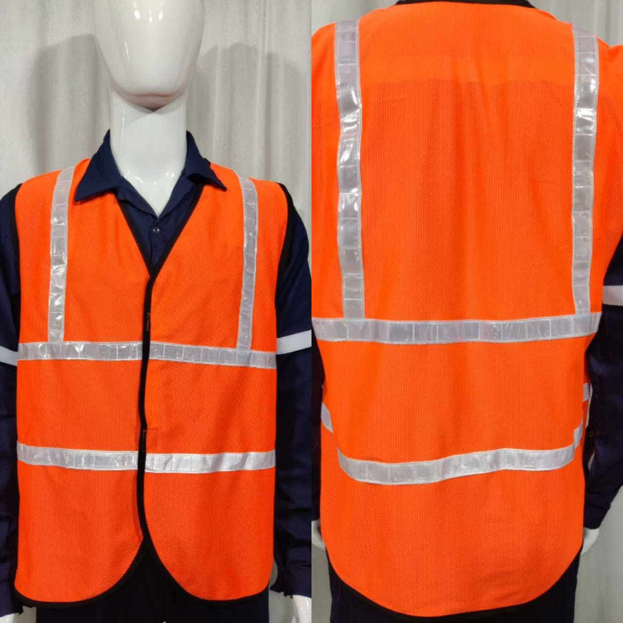 Safety Jackets - Net Fabric, Standard And Customized Sizes | Orange And Radium, Unisex For Industrial And Food Industry Use, Comfortable Fit, All-season Safety Wear