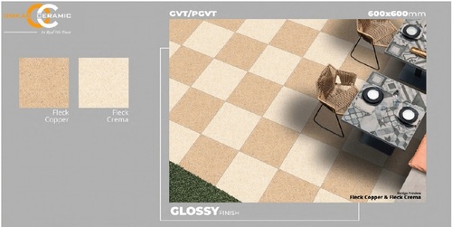 पॉलिश ग्लेज्ड विट्रिफाइड टाइल्स ग्लॉसी 600 X 600 एमएम