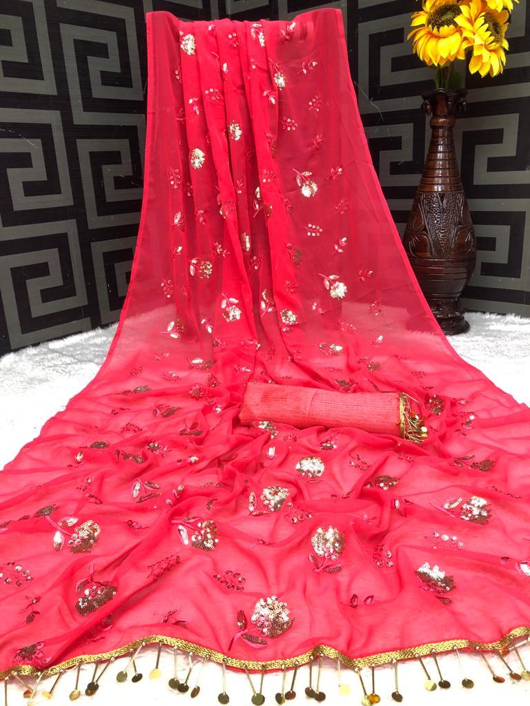 Indian Flower Sequence Saree