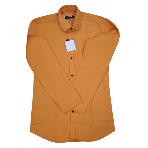 वॉशेबल मेन्स ऑरेंज प्लेन शर्ट